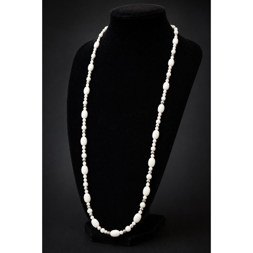 Carolyn Pollack White Agate Sterling Silver Necklace | Long Southwestern Layerin
